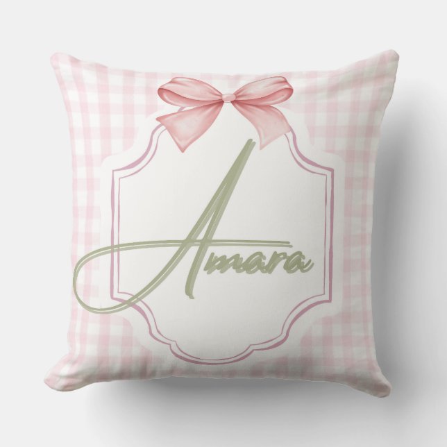 Cojín Decorativo Niña Amara Personalizada Bow&Gingham (Anverso)