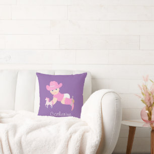 Cojín Decorativo Niña Bebé Con Caballo Personalizado