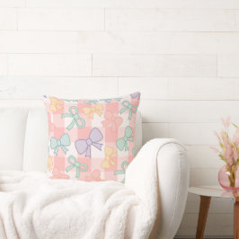 Cojín Decorativo Niña Bonita Lazo Mezclado Rosa