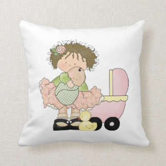 Cojín Decorativo Niña/cochecillo y muñeca lindos