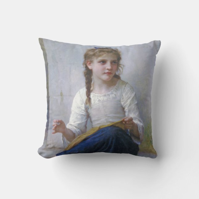 Cojín Decorativo Niña cosiendo, Bouguereau (Anverso)