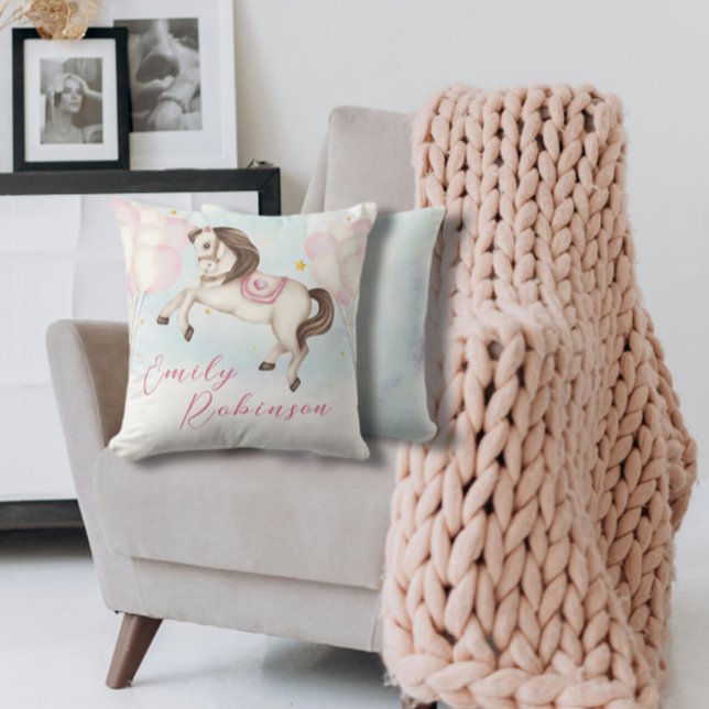 Cojín Decorativo Niña de cuento de hadas Estrellas de globos rosado (Subido por el creador)