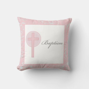 Cojín Decorativo Niña de Encaje Rosa Bautizo