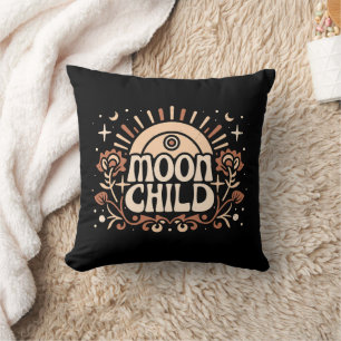 Cojín Decorativo Niña de la luna bruja oscura académica estética