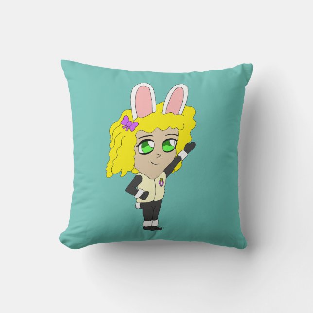 Cojín Decorativo niña de parto chibi (Anverso)