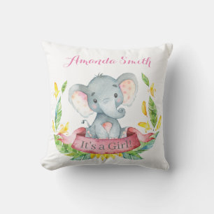 Cojín Decorativo Niña Elefante Bebé Rosa