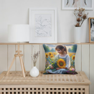 Cojín Decorativo Niña Girasol