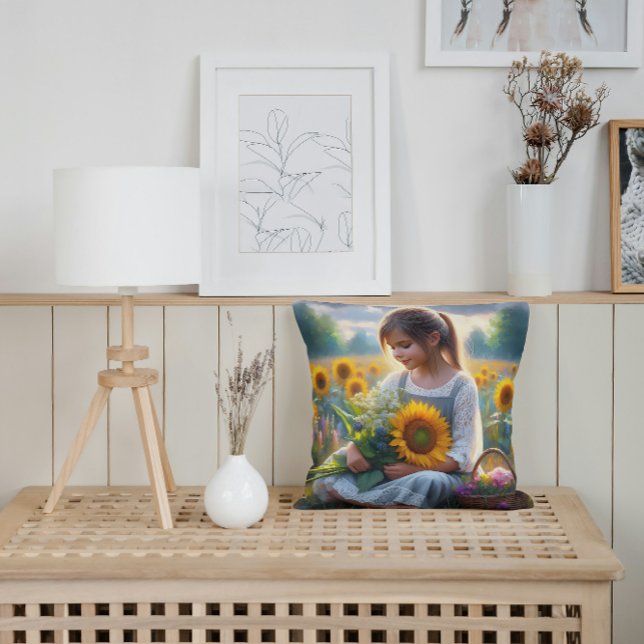 Cojín Decorativo Niña Girasol (Subido por el creador)