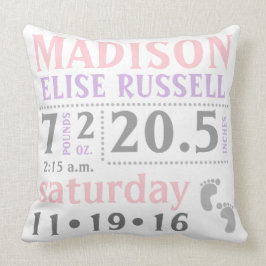 Cojín Decorativo Niña Invitación Pillow, rosa, púrpura, gris