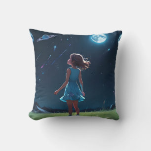 Cojín Decorativo Niña Mirando Las Estrellas