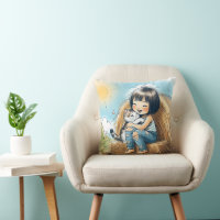 Niña Pequeña Con Gatito Mascota