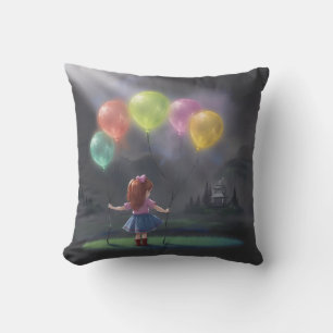 Cojín Decorativo Niña pequeña con globos