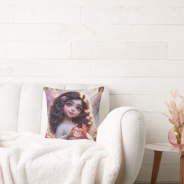 Cojín Decorativo Niña Pequeña Con Rótulo De Corazón (Sofá)