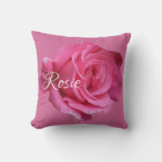 Cojín Decorativo Niña Rosie nombre personalizable lindo rosa