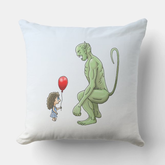 Cojín Decorativo Niña y duende (Anverso)