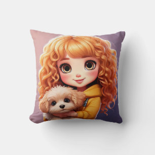 Cojín Decorativo Niña y perro; Cart