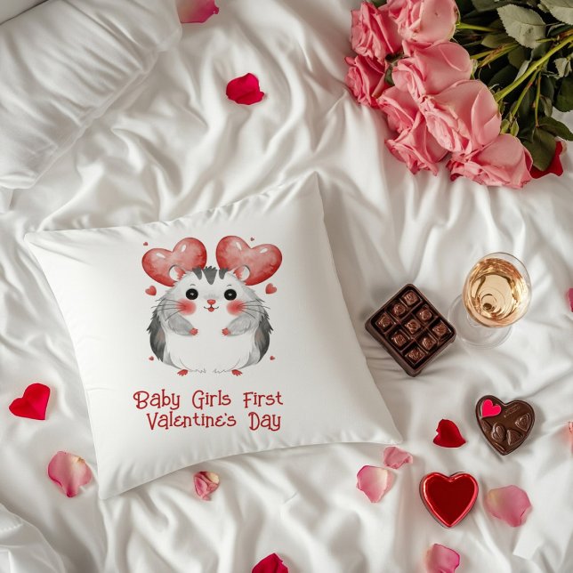 Cojín Decorativo Niñas bebé Primer El día de San Valentín (Subido por el creador)