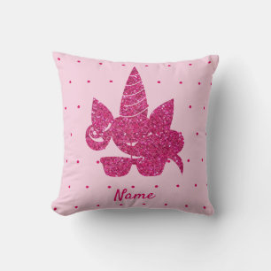 Cojín Decorativo Niñas Purpurinas Rosa Unicorn