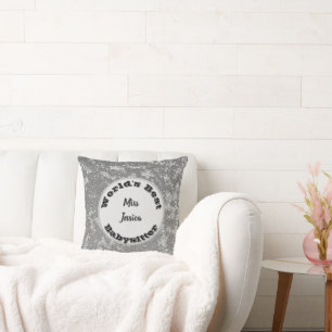 Cojín Decorativo Niñera Mármol Gris Plateado Cuidado Infantil