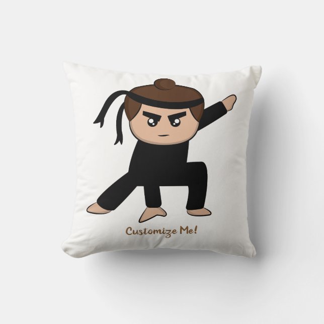 Cojín Decorativo Niñito pequeño Ninja con niño personalizado (Anverso)