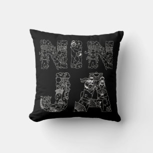 Cojín Decorativo Ninja Elegante Texto Blanco Sobre Negro