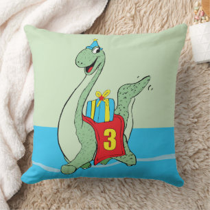Cojín Decorativo Niño, 3 dinosaurio de cumpleaños