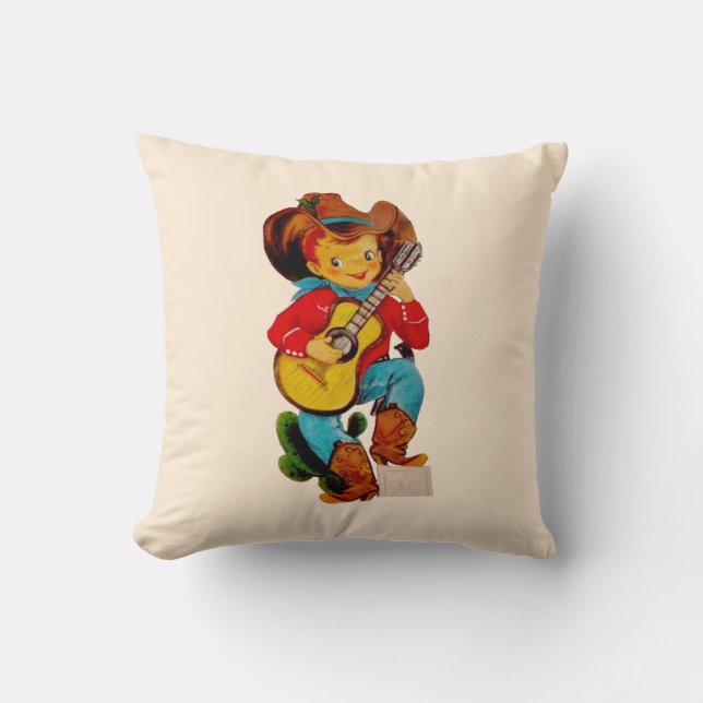 Cojín Decorativo Niño cantante del vaquero (Anverso)