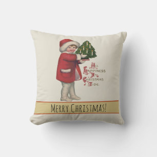 Cojín Decorativo Niño con árbol de Navidad Ilustración Artística Vi