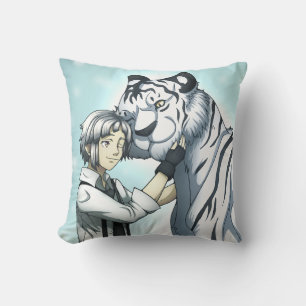 Cojín Decorativo Niño con tigre blanco