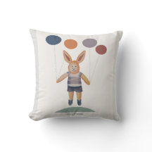 Niño conejo levantado por globos habitación de niñ