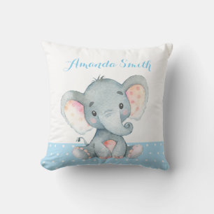 Cojín Decorativo Niño Elefante Bebé Azul