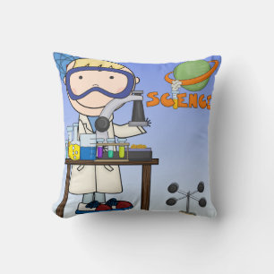 Cojín Decorativo Niño en el Pillow del laboratorio de ciencias