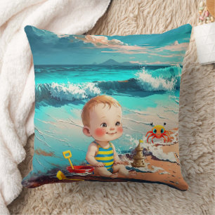 Cojín Decorativo Niño en la playa