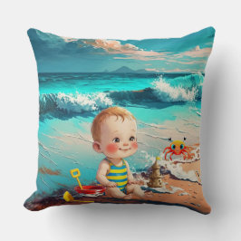 Cojín Decorativo Niño en la playa