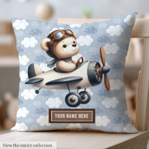Cojín Decorativo Niño Nursera Blue Brown Teddy Bear Pillow