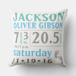 Cojín Decorativo Niño pequeño Estata Invitación Pillow gris azul ve