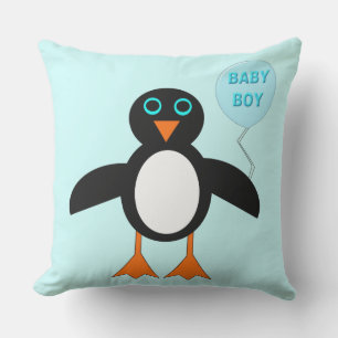 Cojín Decorativo Niño Pingüino Azul Cuidadoso Pillow