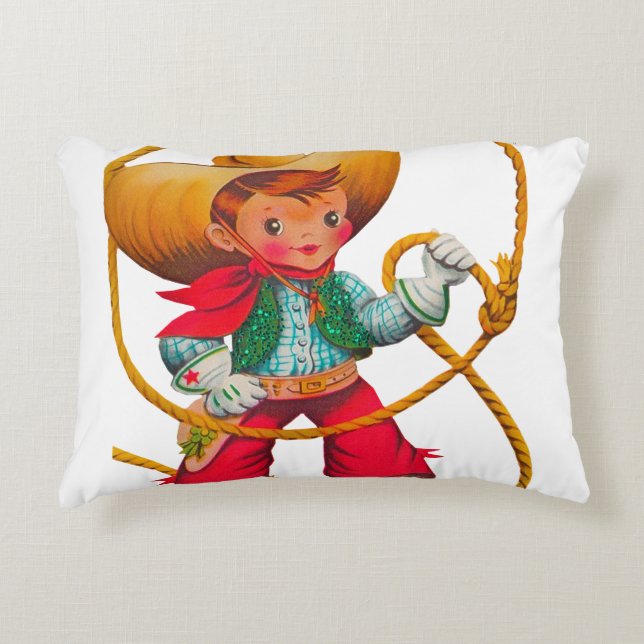 Cojín Decorativo Niño retro niño vago occidental (Anverso)