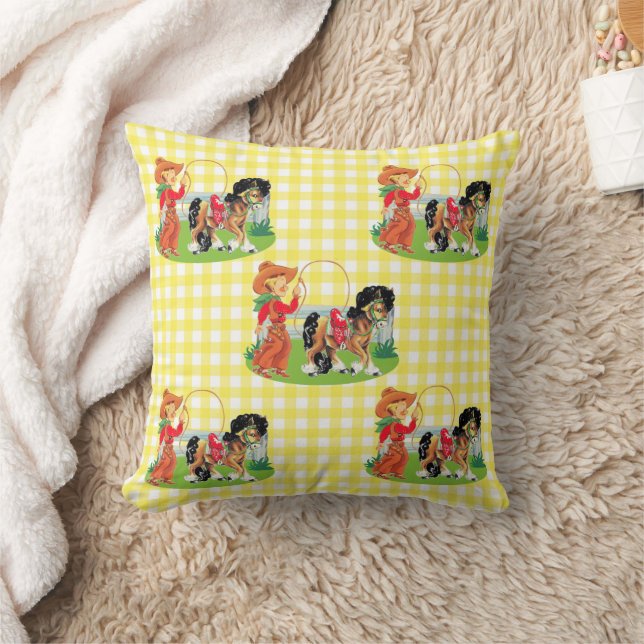 Cojín Decorativo Niño Vaquero Con Rope Y Caballo (Manta)