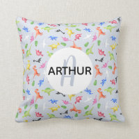 Niños acuarela Dinosaurios Monograma y niños con n