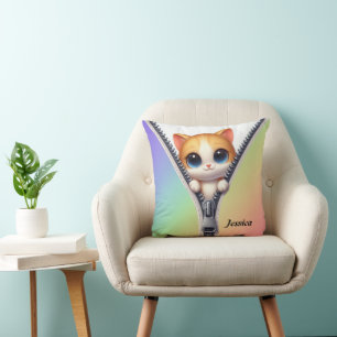 Cojín Decorativo Niños adorables con el gato
