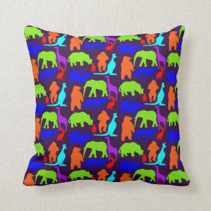 Cojín Decorativo Niños animales salvajes coloridos y vivos