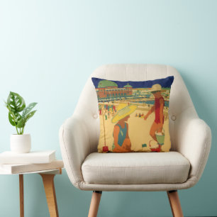 Cojín Decorativo Niños antiguos, hermanas de vacaciones familiares