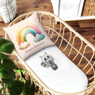 Cojín Decorativo Niños Arcoíris Caprichoso Pastel en Nubes