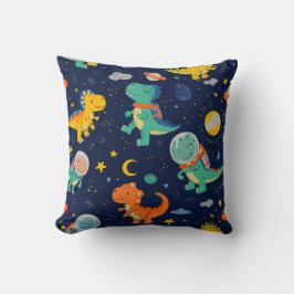 Cojín Decorativo Niños astronautas de dinosaurio lindo