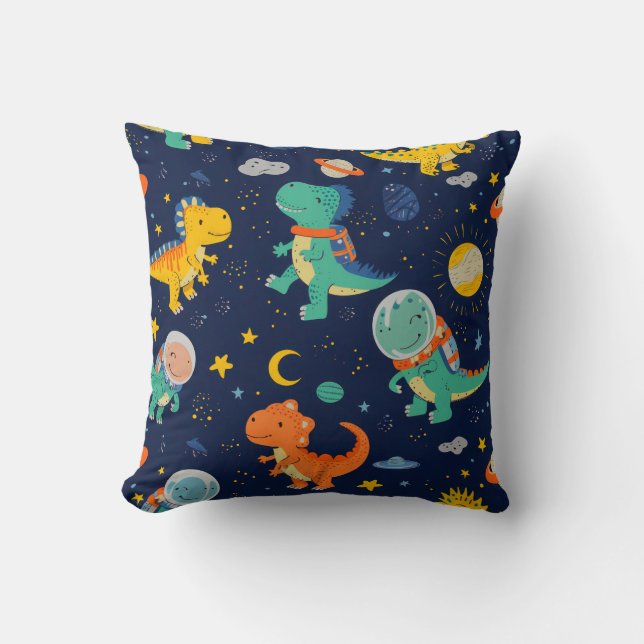 Cojín Decorativo Niños astronautas de dinosaurio lindo (Anverso)