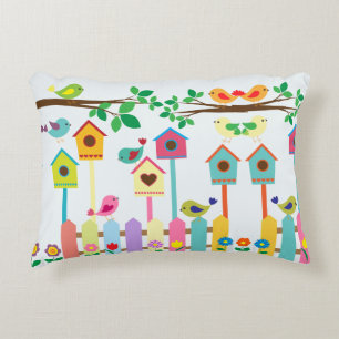 Cojín Decorativo Niños Aves Paisaje Aves
