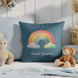 Cojín Decorativo Niños Caprichoso Arcoíris Pastel en Nubes