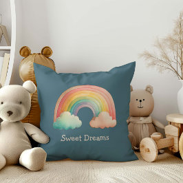 Cojín Decorativo Niños Caprichoso Arcoíris Pastel en Nubes