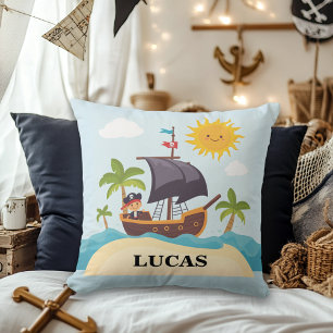 Cojín Decorativo Niños Cute Barco Pirata Cushion Personalizado